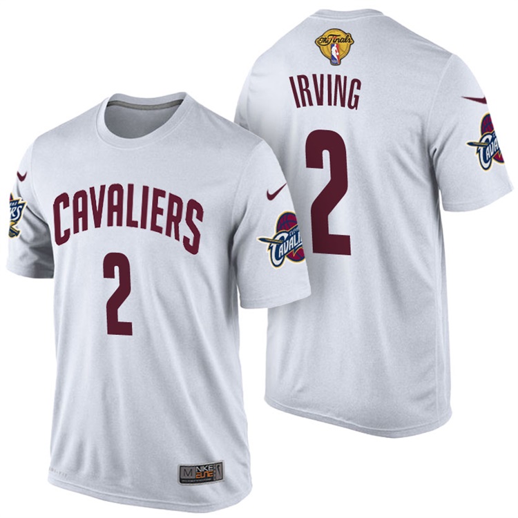 Men's 2017 NBA The Finals Patch Kyrie Irving Cleveland Cavaliers #2 Home White T-Shirt