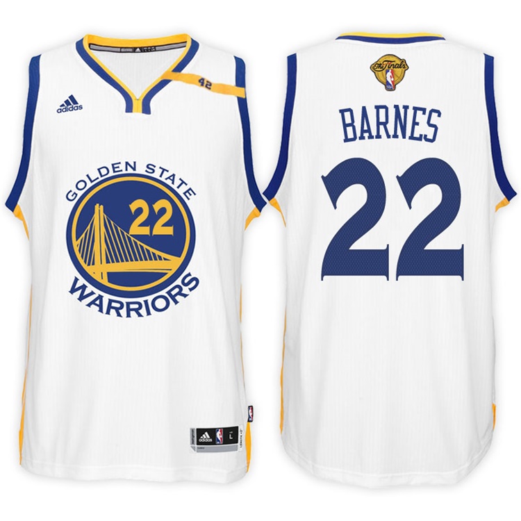 Men's 2017 NBA The Finals Patch Matt Barnes Golden State Warriors #22 Home White New Swingman Jersey