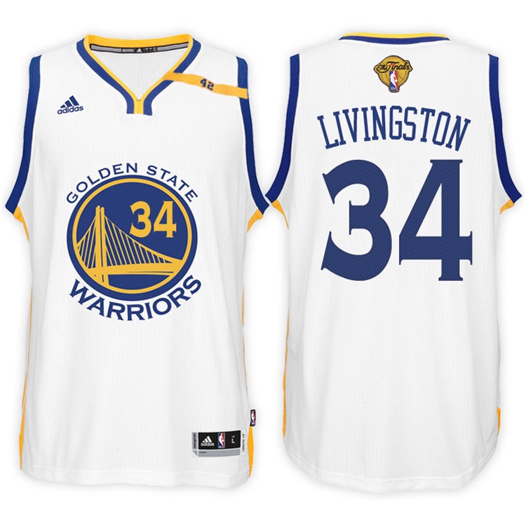 Men's 2017 NBA The Finals Patch Shaun Livingston Golden State Warriors #34 Home White New Swingman Jersey