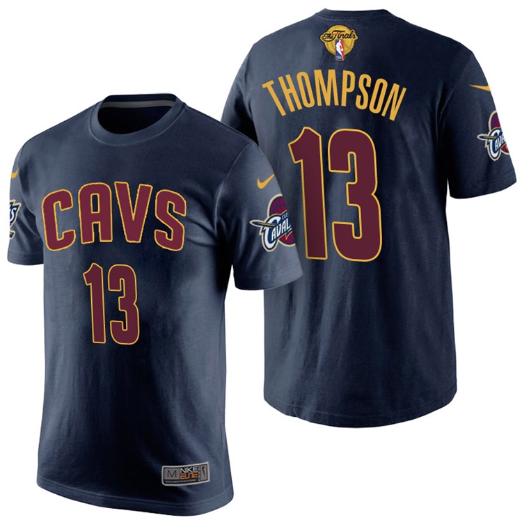 Men's 2017 NBA The Finals Patch Tristan Thompson Cleveland Cavaliers #13 Alternate Navy T-Shirt