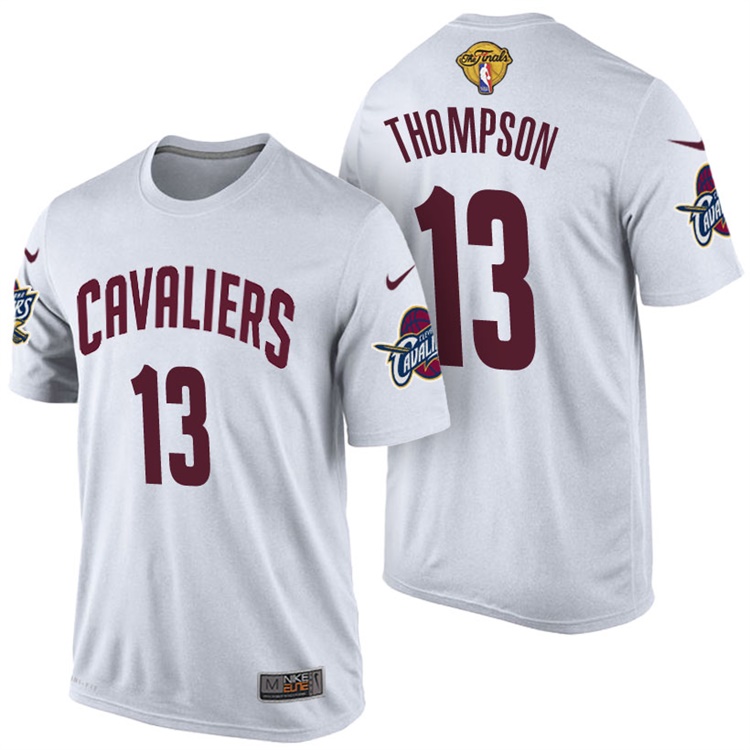 Men's 2017 NBA The Finals Patch Tristan Thompson Cleveland Cavaliers #13 Home White T-Shirt