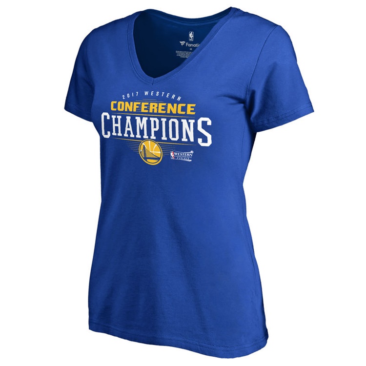 Women's Golden State Warriors 2017 Western Conference Champions Crossover Slim Fit Royal T-Shirt