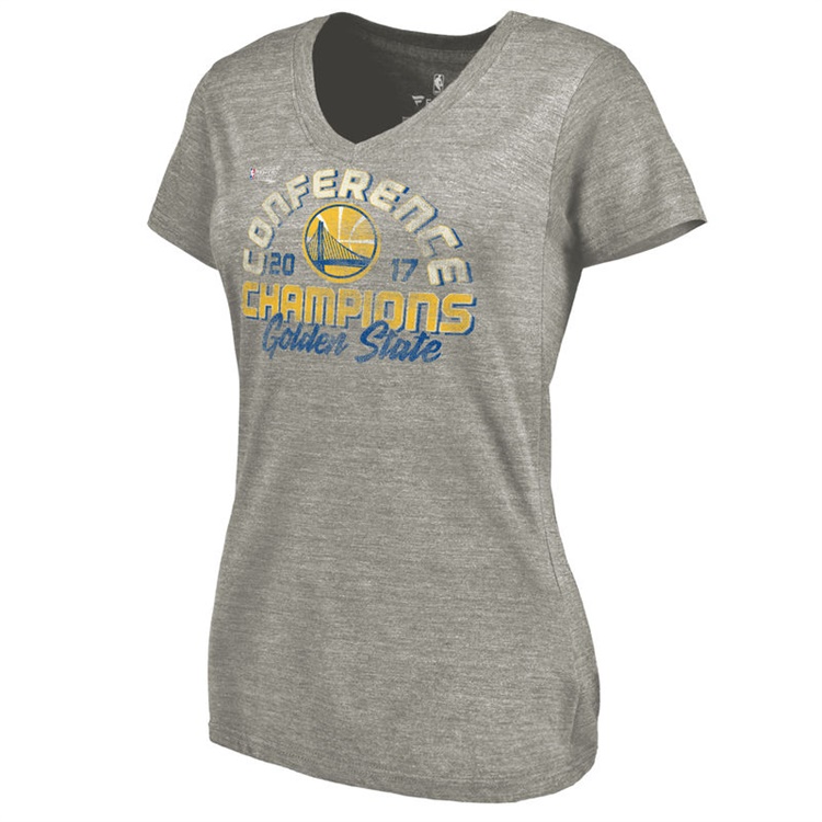 Women's Golden State Warriors 2017 Western Conference Champions Fadeaway Tri-Blend Gray T-Shirt