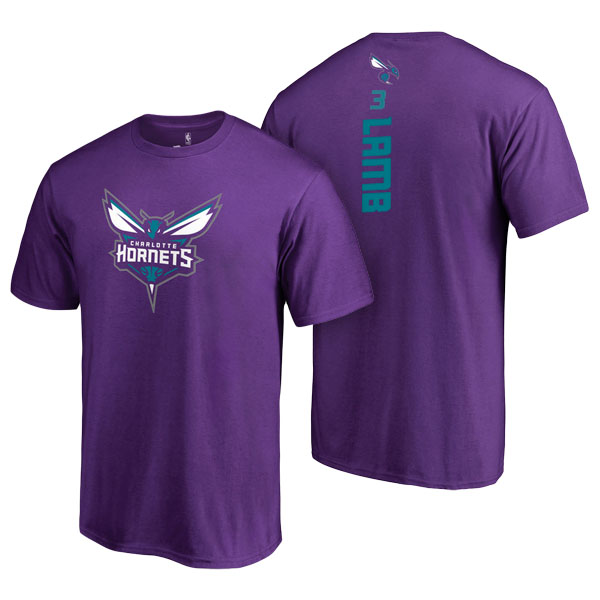 Men's  Jeremy Lamb Charlotte Hornets Adidas Net Number Purple T-shirt