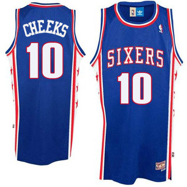 Men's  Sixers #10 Maurice Cheeks Blue Swingman Throwback Jersey