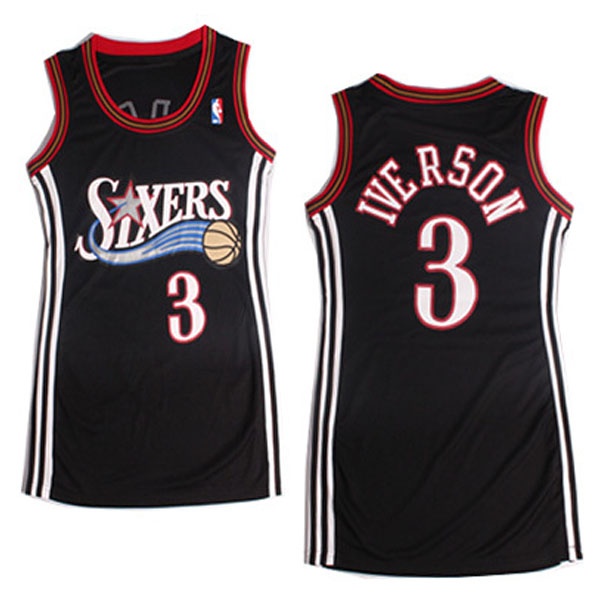 Sixers #3 Allen Iverson Black Women Jersey