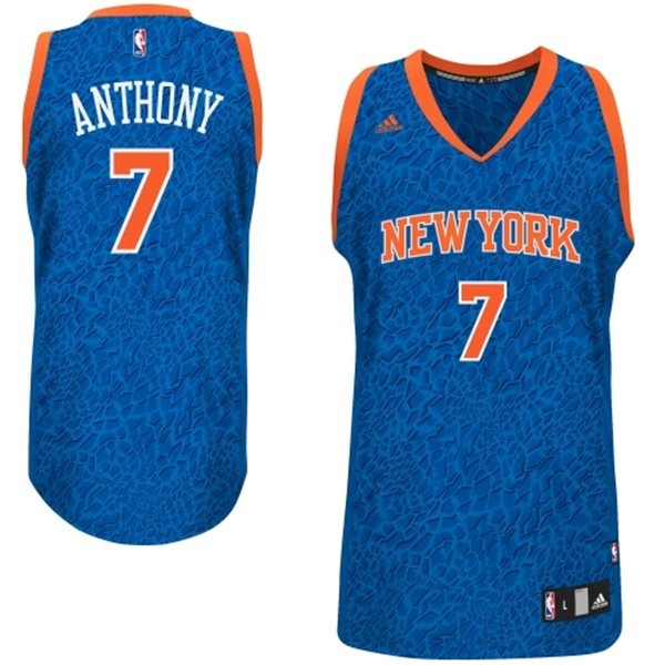 Men's  New York #7 Carmelo Anthony Crazy Light Blue Leopard Jersey