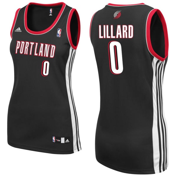 Portland #0 Damian Lillard Women Black Jersey