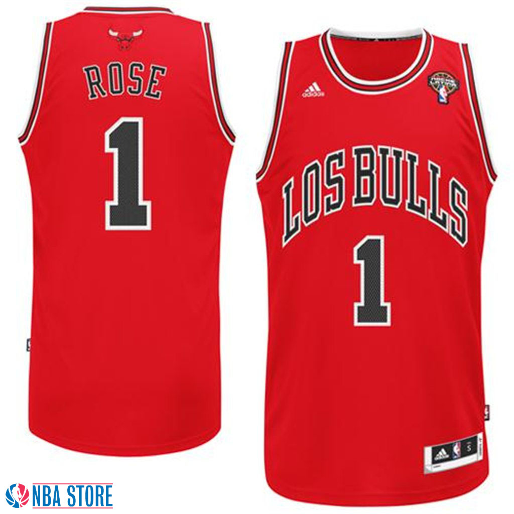 Men's  Derrick Rose Bulls Red Latin Nights Swingman Jersey