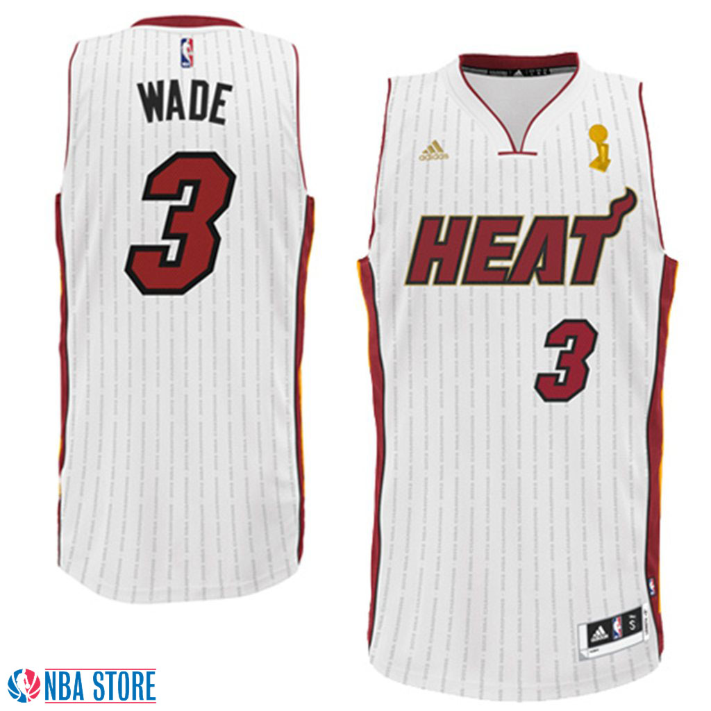 Men's  Dwyane Wade White Trophy Ring Banner Swingman Jersey