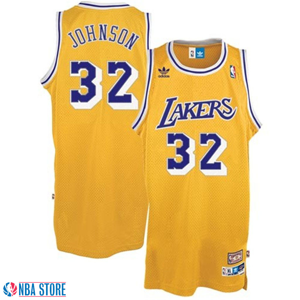 Men's  Earvin Magic Johnson Lakers Gold HWC Throwback Jersey