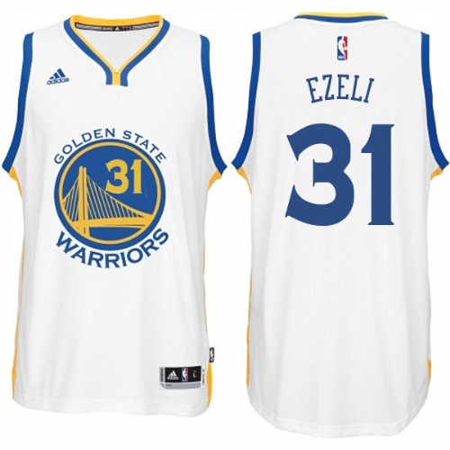 Men's  Festus Ezeli Warriors Home #31 White Jersey