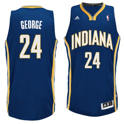 Men's  Indiana Pacers #24 Paul George Road Blue Jersey