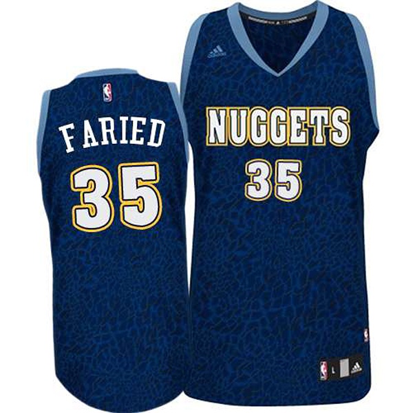 Men's  Nuggets #35 Kenneth Faried Crazy Light Leopard Jersey