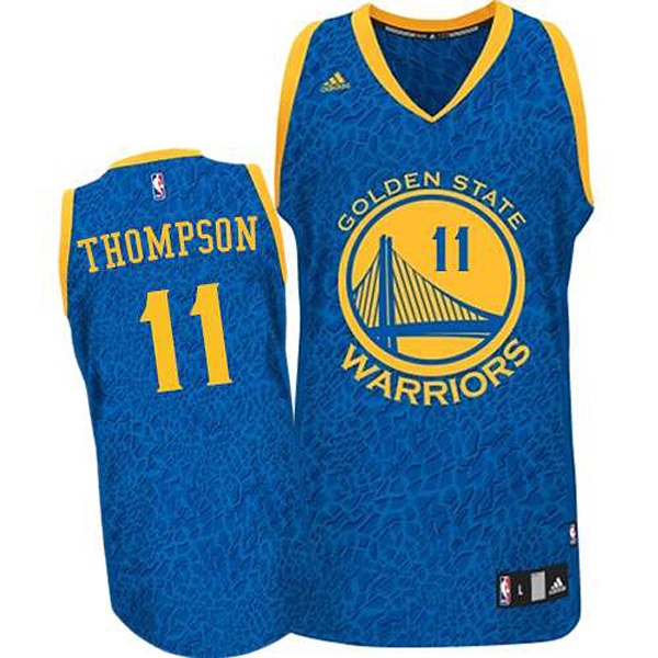 Men's  Warriors #11 Klay Thompson Crazy Light Blue Leopard Jersey