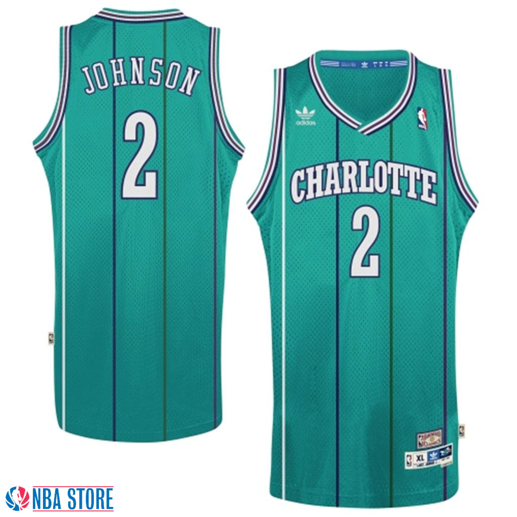 Men's  Charlotte Hornets #2 Larry Johnson Throwback Jersey