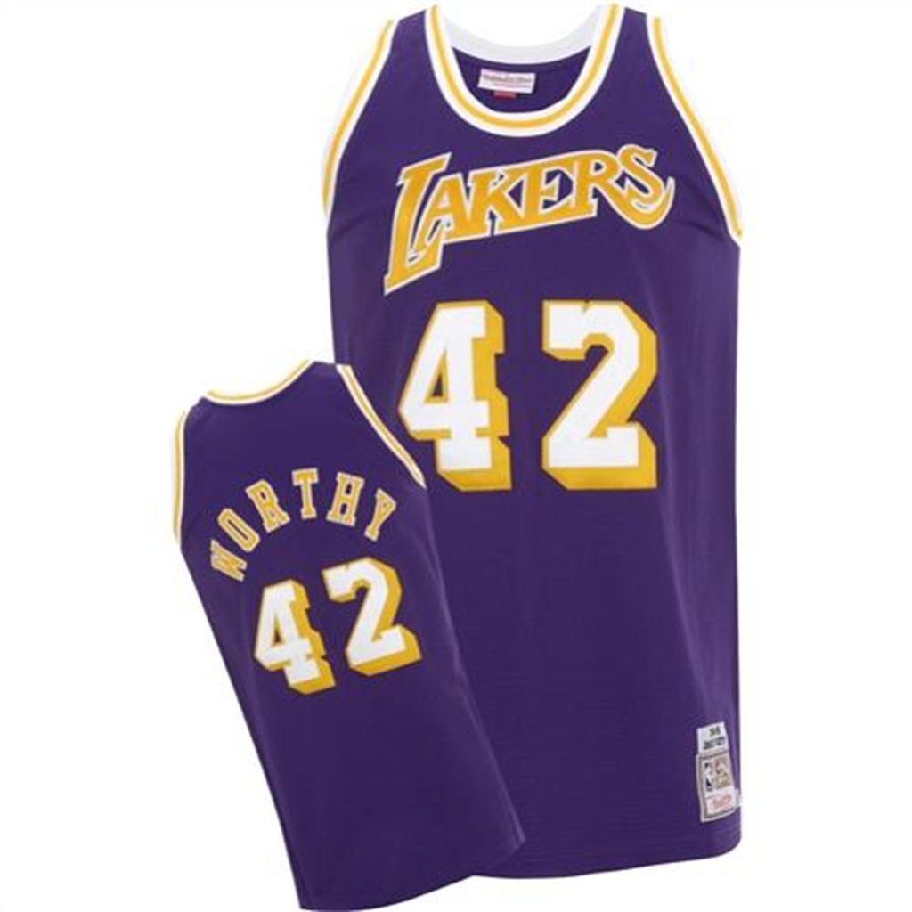 Men's  LA Lakers #42J ames Worthy Authentic Purple Jersey