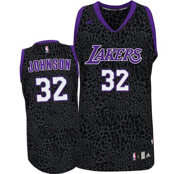 Men's  Lakers #32 Magic Johnson Crazy Light Leopard Swingman Jersey