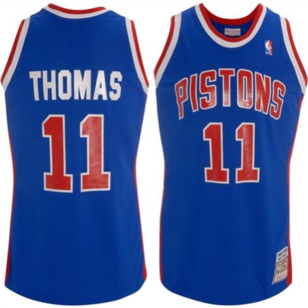 Men's  Detroit Pistons #11 Isiah Thomas Throwback Blue Jersey