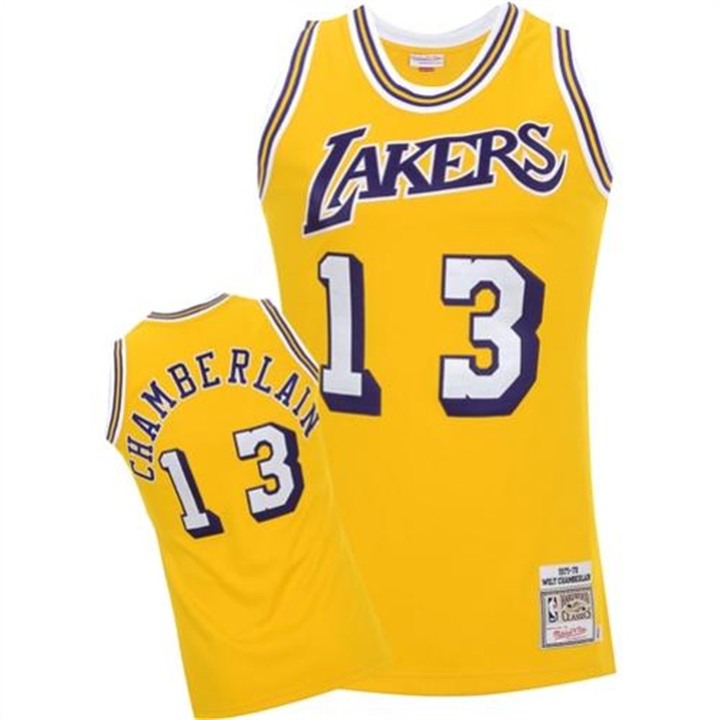 Men's  Wilt Chamberlain Lakers 1971-72 Authentic Gold Jersey