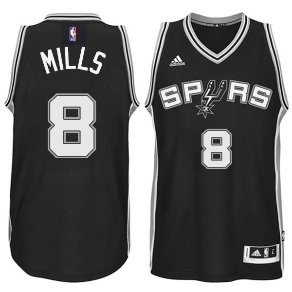 Men's  Spurs #8 Patty Mills New Swingman Road Black Jersey