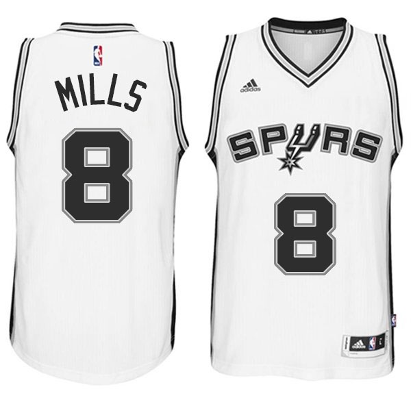 Men's  Spurs #8 Patty Mills Home White Jersey