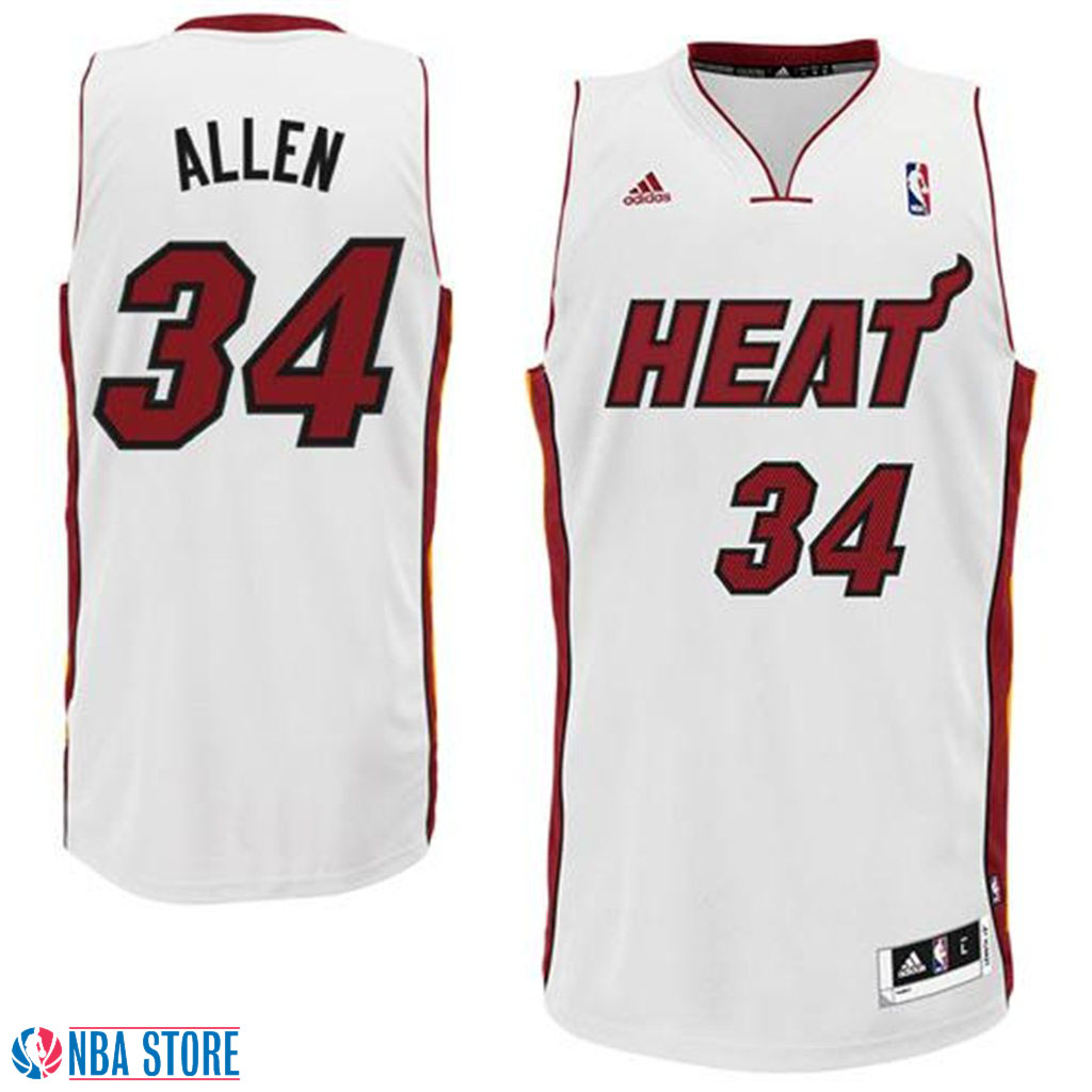 Men's  Ray Allen Miami Heat #34 White Home Swingman Jersey