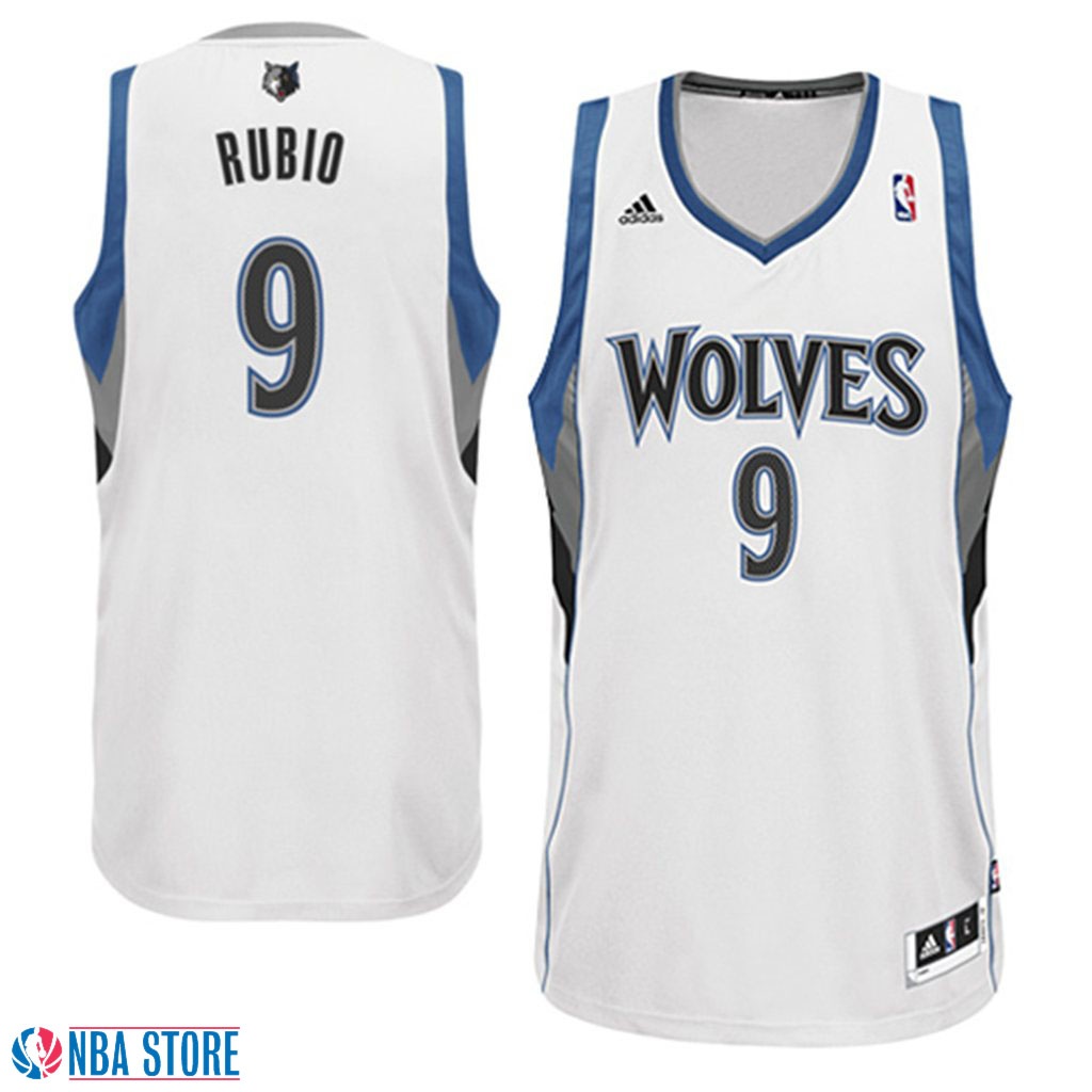 Men's  Minnesota Timberwolves #9 Ricky Rubio White Swingman Jersey