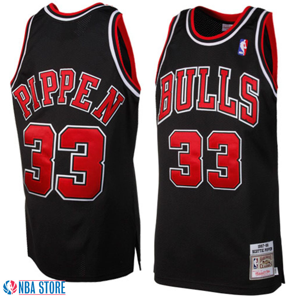 Men's  Chicago Bulls #33 Scottie Pippen Authentic Black Jersey