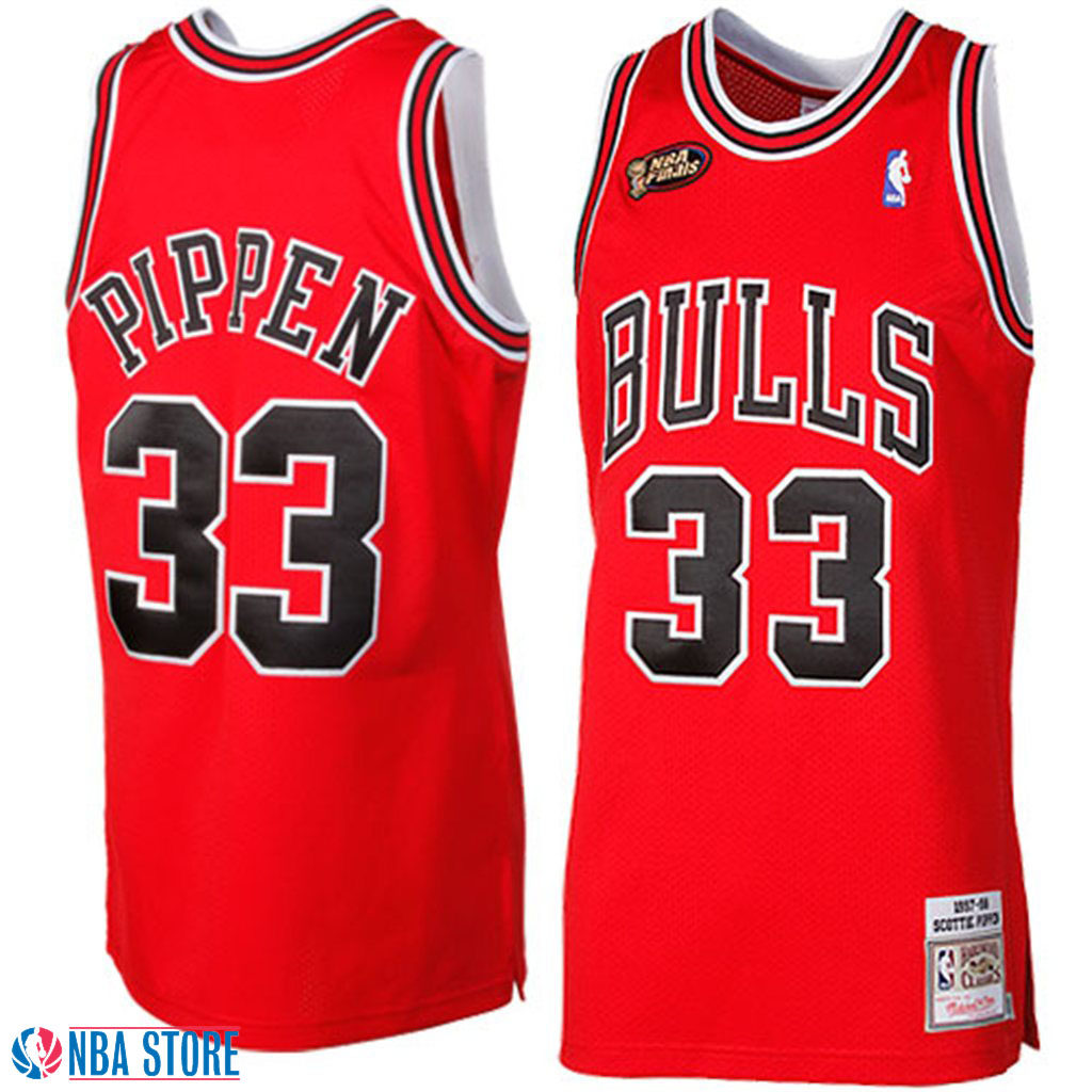 Men's  Bulls #33 Scottie Pippen Throwback Authentic Red Jersey