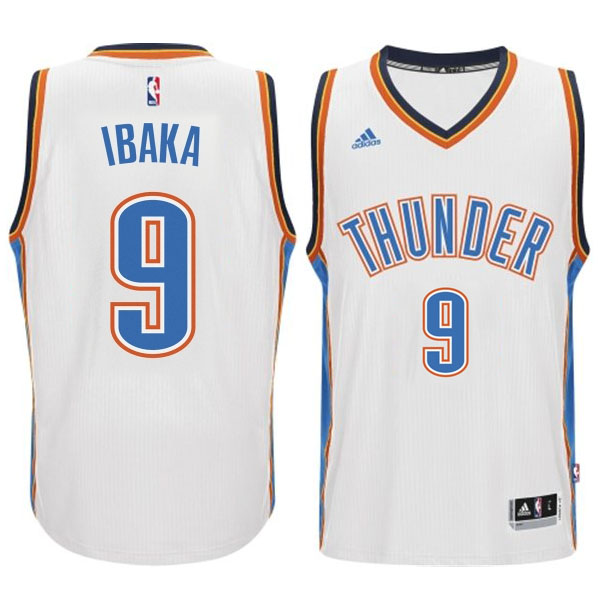 Men's  Thunder #9 Serge Ibaka New Swingman Home White Jersey