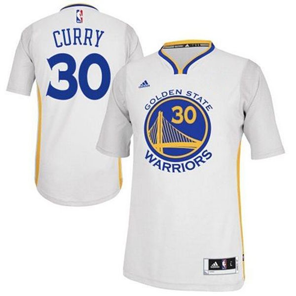 Men's  Warriors #30 Stephen Curry White Short Sleeves Jersey