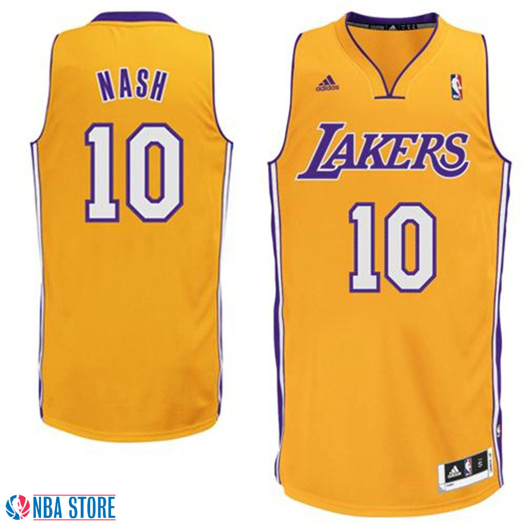 Men's  Los Angeles Lakers #10 Steve Nash Home Gold Yellow Jersey