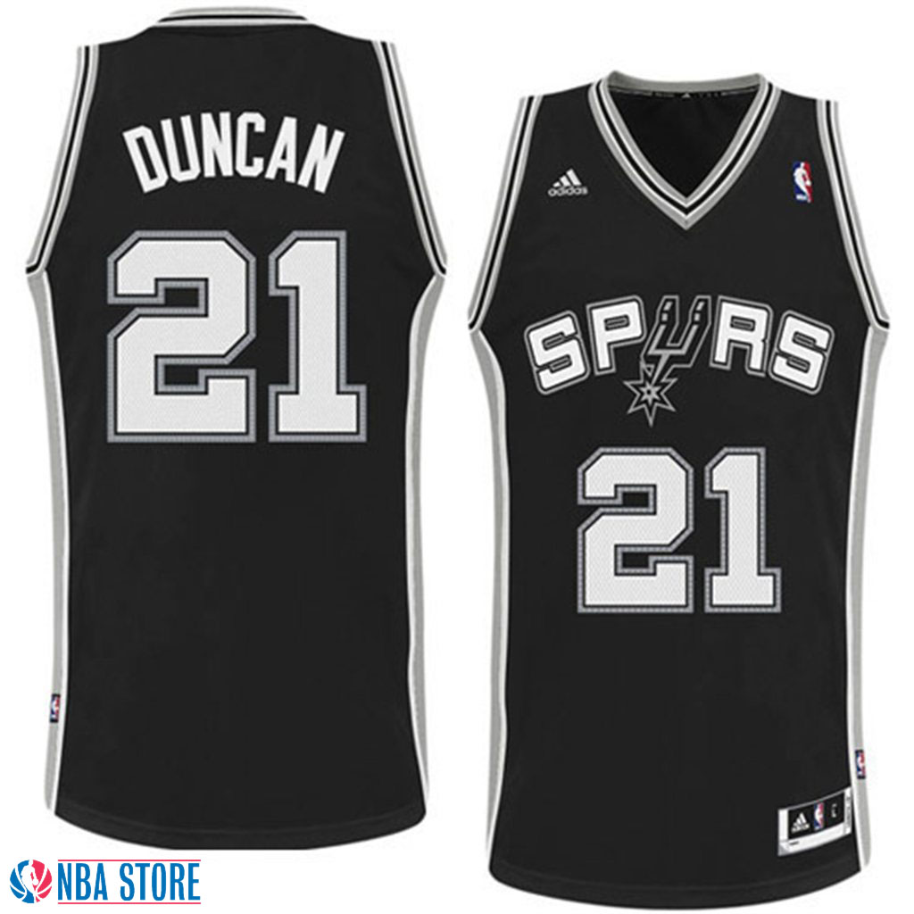 Men's  San Antonio Spurs #21 Tim Duncan Swingman Black Jersey