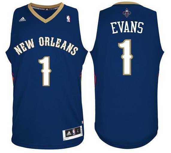 Men's  Pelicans #1 Tyreke Evans Road Blue Swingman Jersey