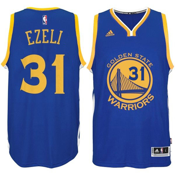 Men's  Warriors #31 Festus Ezeli Road Blue Jersey