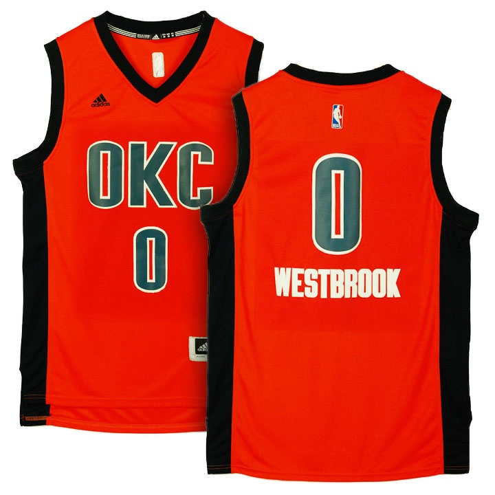 Men's  Thunder #0 Westbrook 2015-16 Season Alternate Orange Jersey