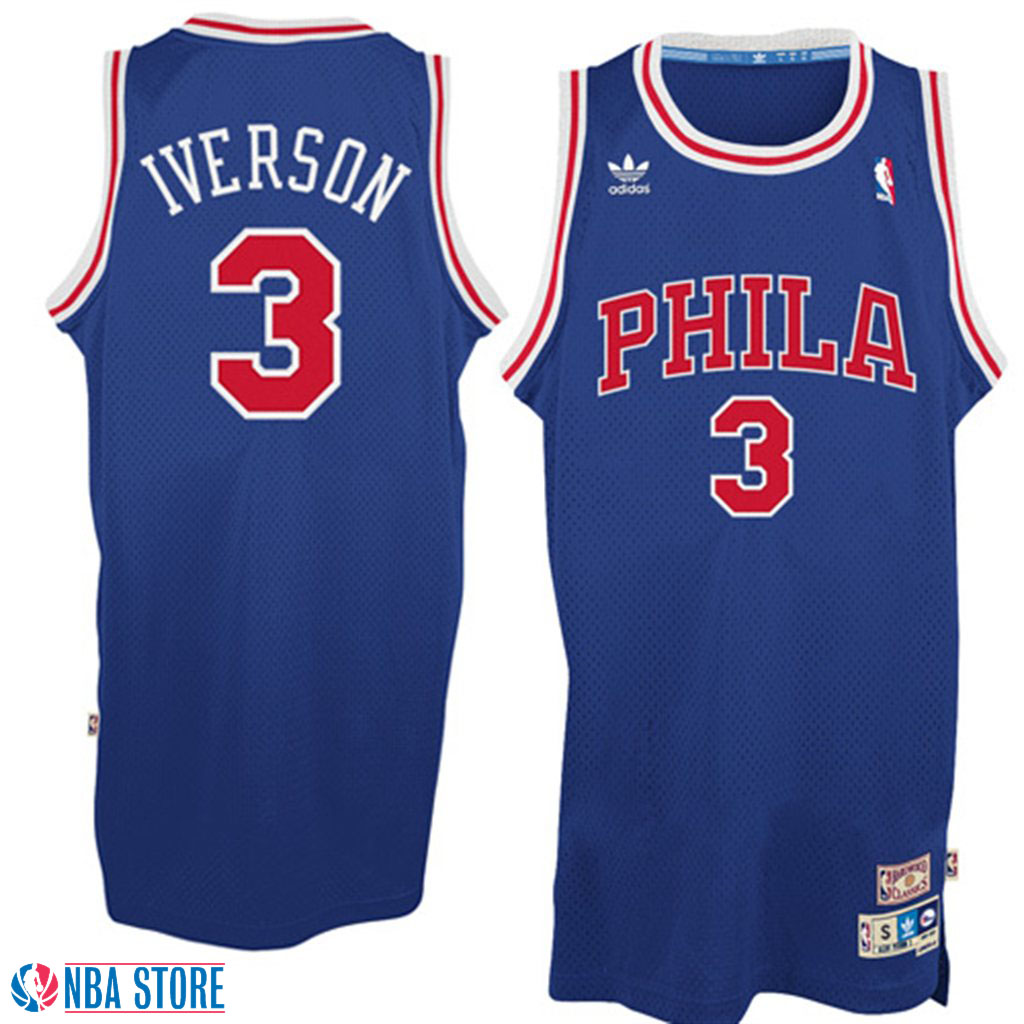 Men's  Allen Iverson 76ers #3 Blue Soul Swingman Throwback Jersey