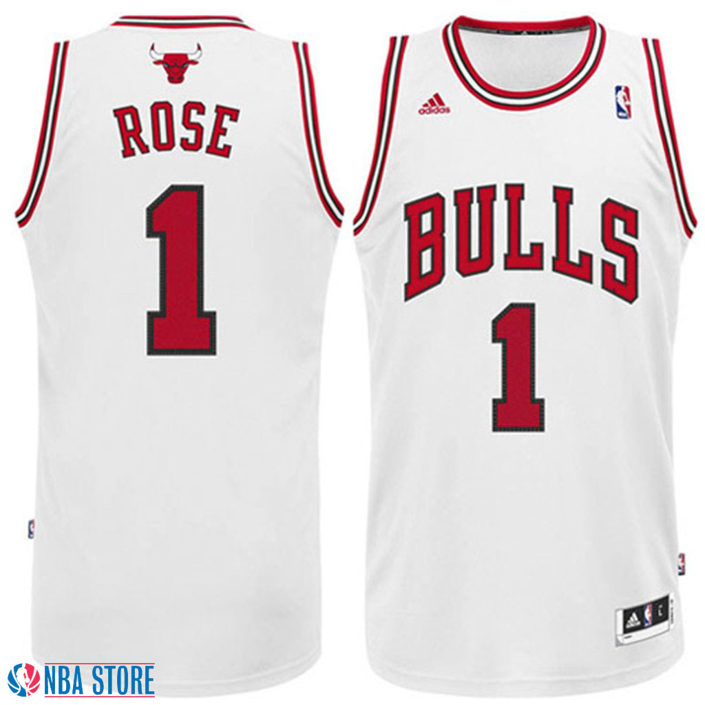 Men's  Derrick Rose Chicago Bulls Home White Jersey