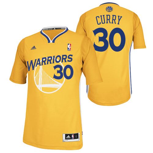 Men's  Warriors Stephen Curry Alternate Gold Short Sleeved Jersey