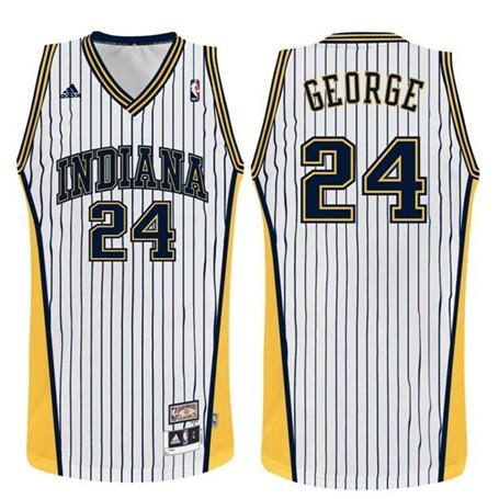 Men's  Paul George Pacers White Stripe Hardwood Classic Jersey