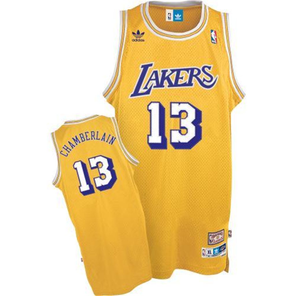 Men's  Lakers #13 Wilt Chamberlain Throwback Gold Jersey