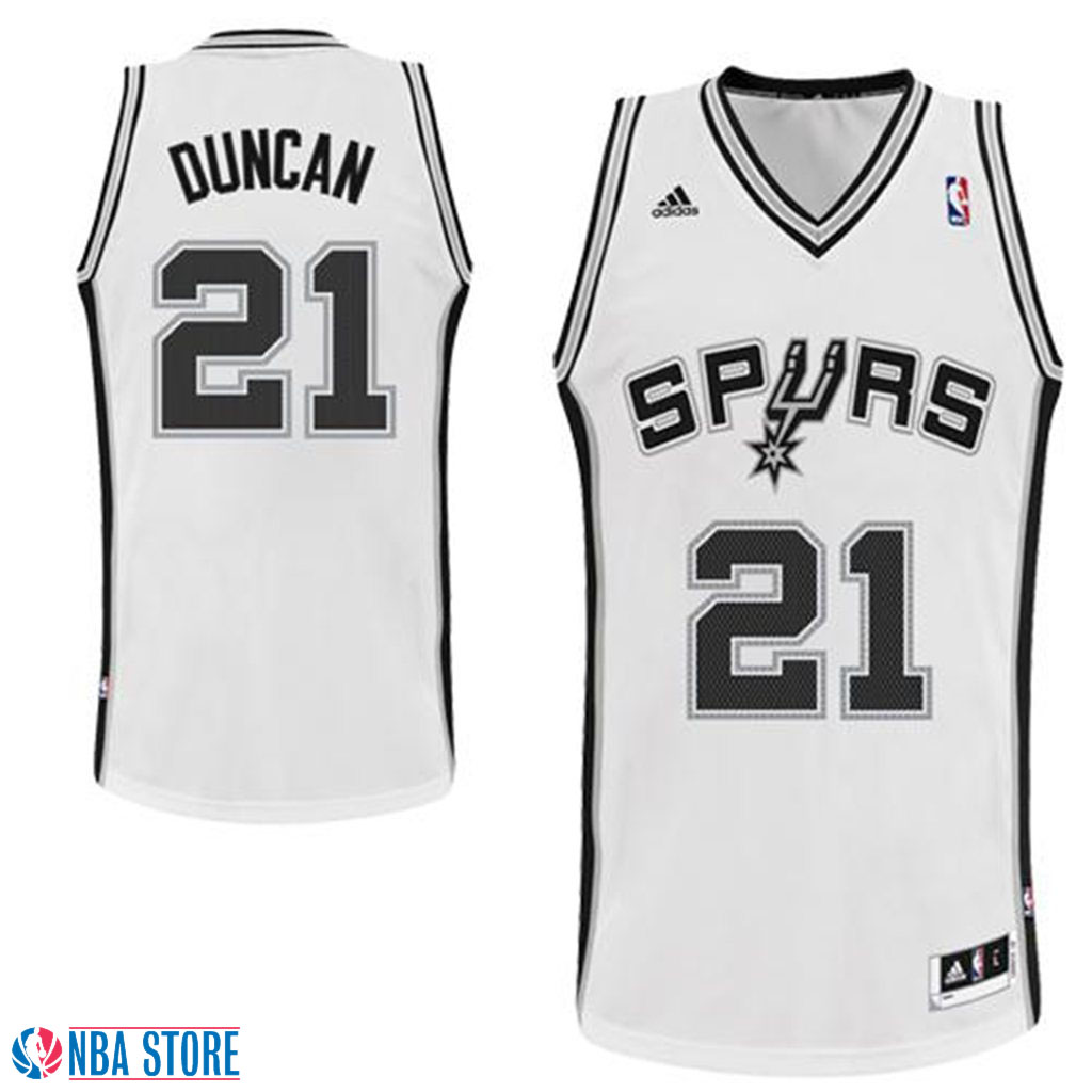 Men's  Tim Duncan Spurs Home White Revolution 30 Swingman Jersey