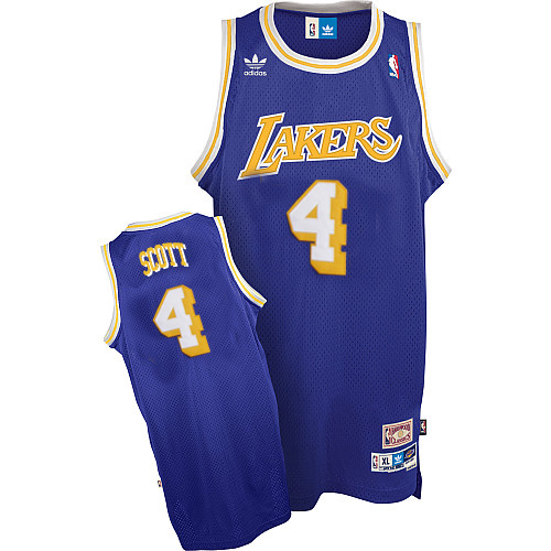 Men's  NBA Los Angeles Lakers #4 Byron Scott Soul Road Jersey