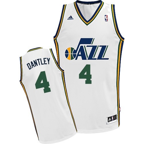 Men's  Jazz #4 Adrian Dantley White Swingman Jersey