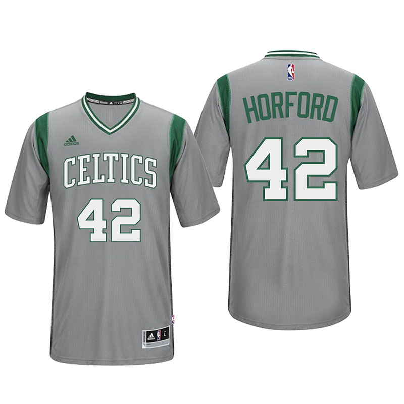 Men's  Boston Celtics# 42 Al Horford 2016-17 Gray Parquet Pride New Swingman Sleeves Jersey Jersey