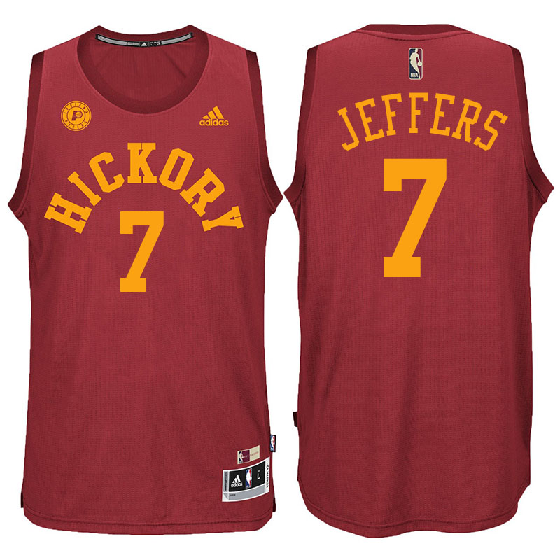 Men's  Indiana Pacers# 7 Al Jefferson Hickory Hardwood Classic Red Jersey