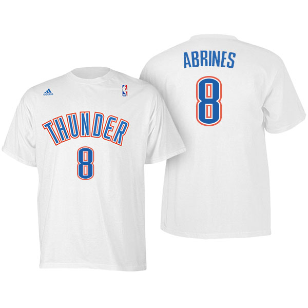 Men's  Alex Abrines Oklahoma City Thunder Adidas Net Number White T-shirt