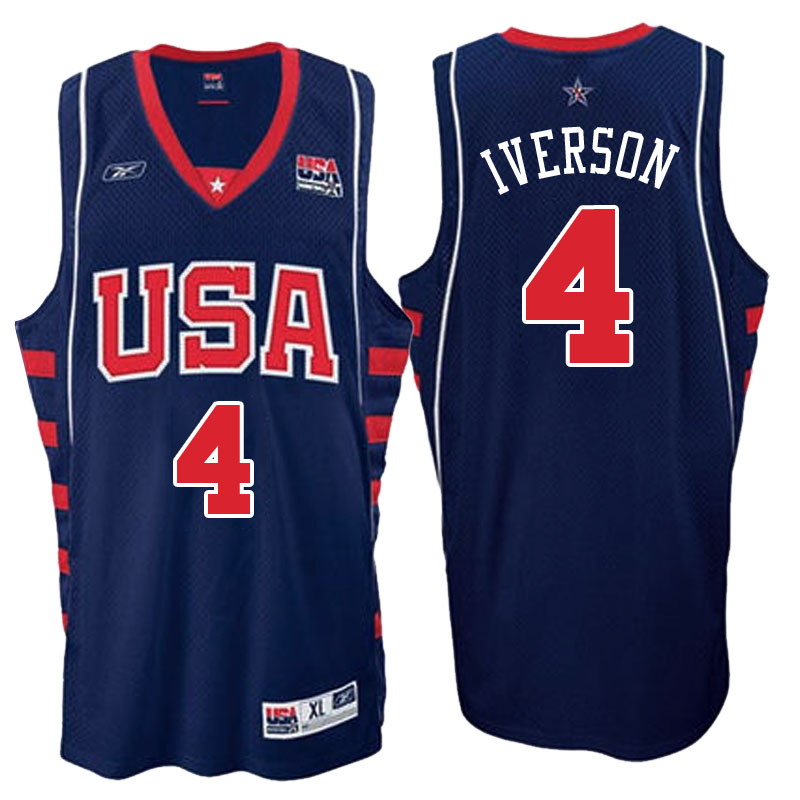 Men's Allen Iverson 2004 Athens Olympics USA Dream Team Navy Jersey