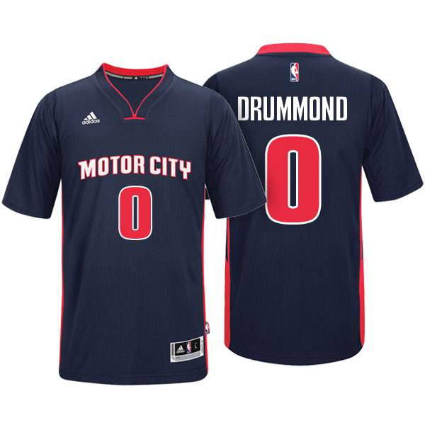 Men's  Andre Drummond Detroit Pistons Motor City Pride Sleeved Navy Jersey